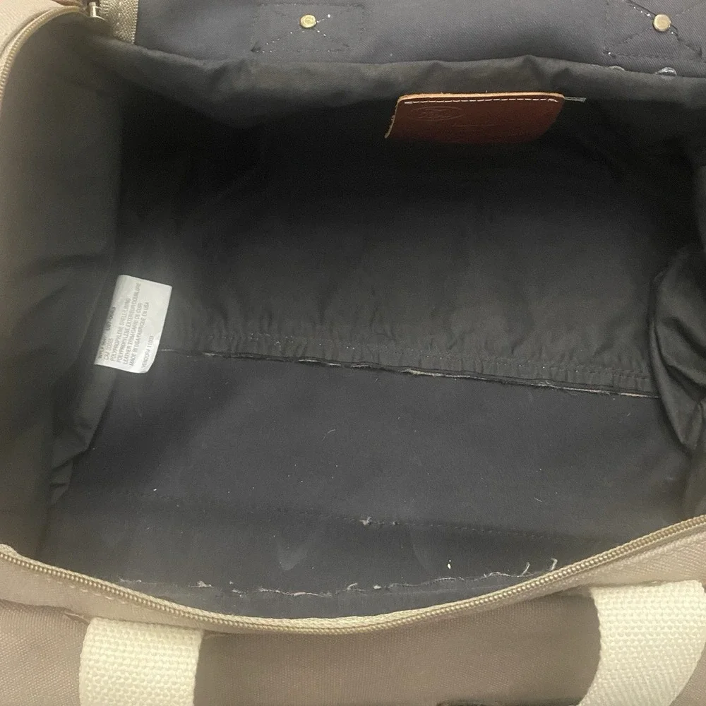 Vintage Eddie Bauer Canvas Leather Duffel Bag Weekend Travel Luggage Tan Brown